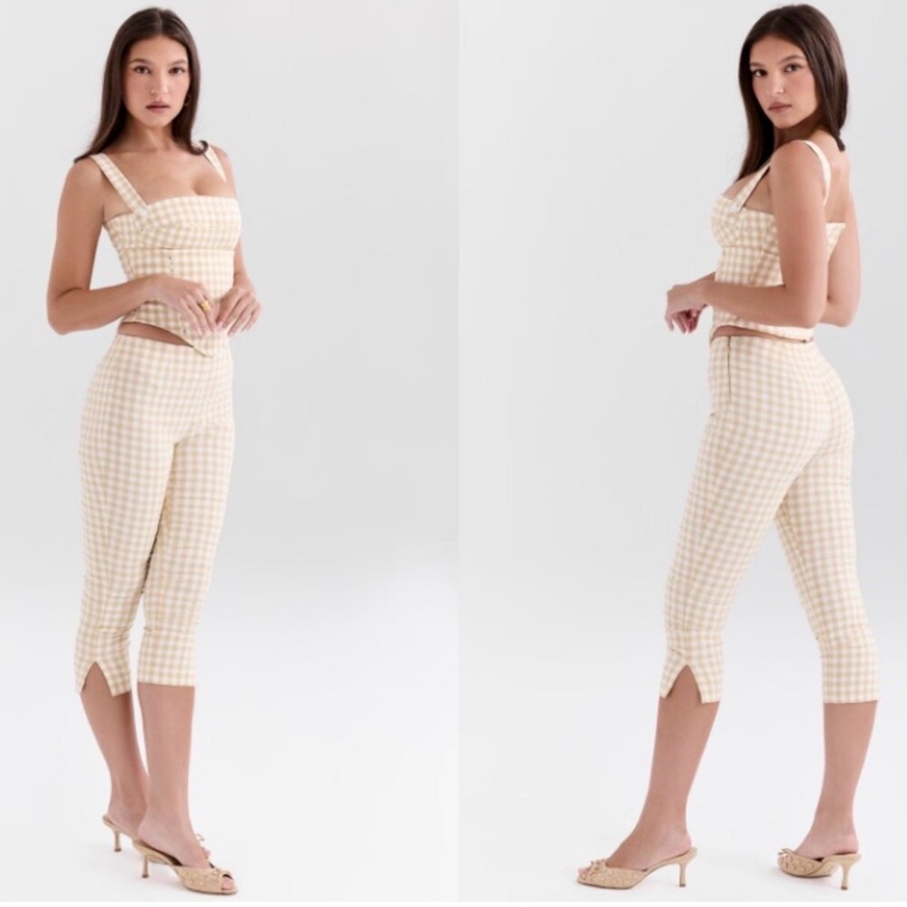 High-Waist Gingham Corset and Pants SET.